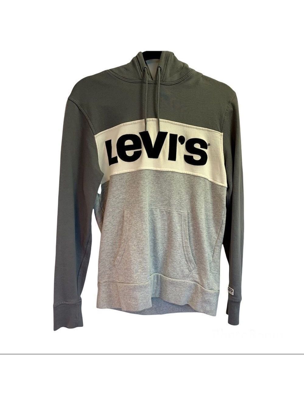 💥LEVI’S Gray logo drawstring pull over hoodie size small